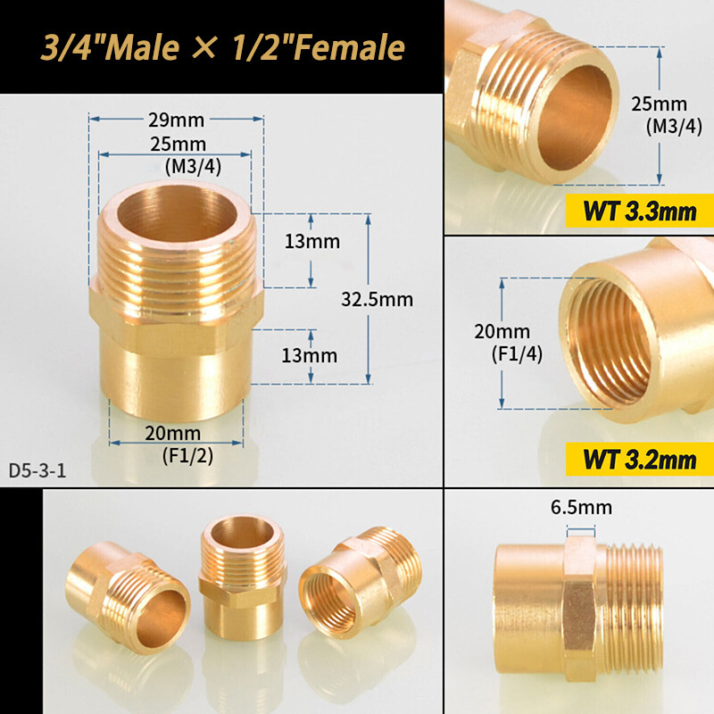 Brass BSP Reducing Adaptor Male Female Thread1/8″ 1/4″3/8″ 1/2″ 3/4″ 1″Connector