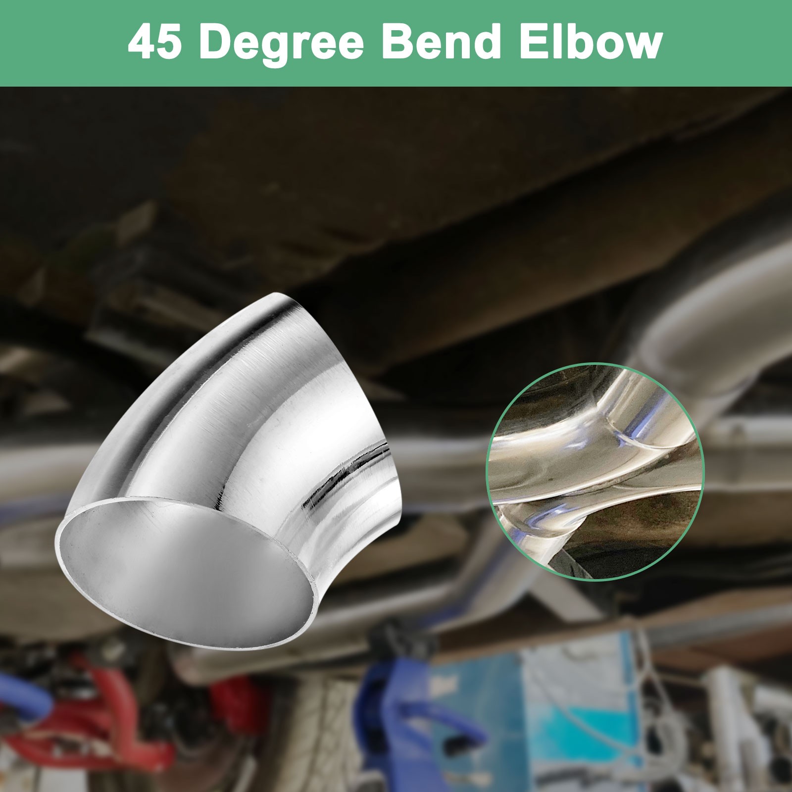 OD 2.2 Inch 45 Degree Mandrel Bend Elbow, Thicken 1.5 mm Height 68 mm