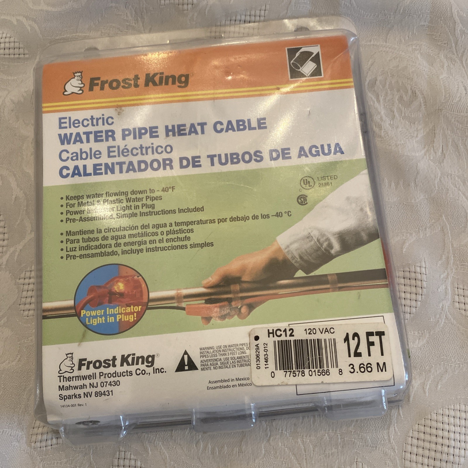 Thermwell Frost King HC12 Freeze Protect 12′ Electric Water Pipe Heat Tape Cable