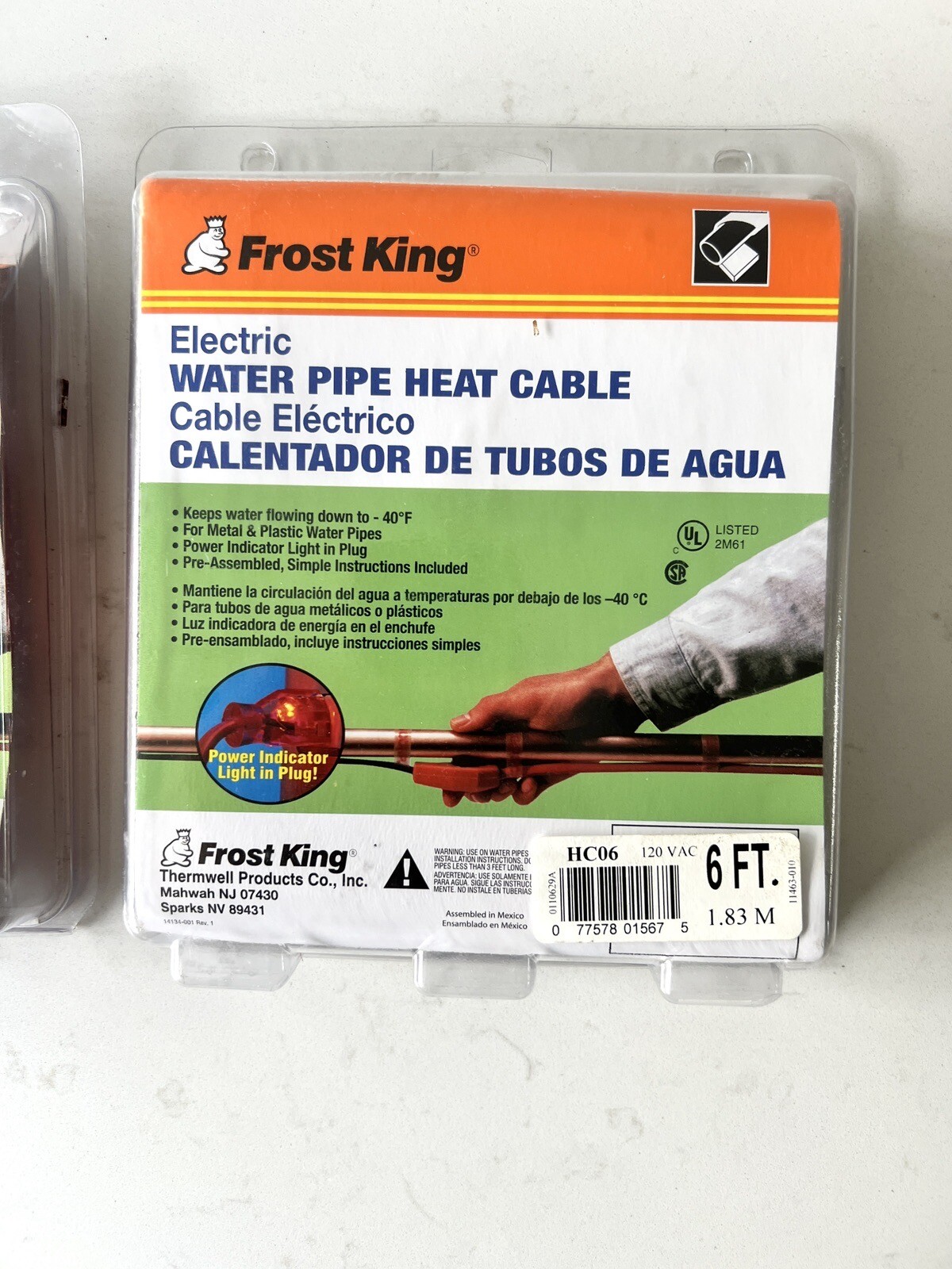 (2) NEW Frost King Electric Water Pipe Heat Cables (12 ft) HC12 and (6 Ft) HC06
