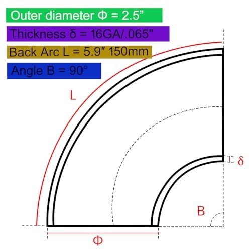 2.5″ OD 90 Degree SS304 Exhaust Elbow 4 Pack Mandrel Bend 2.5in 4 Pack