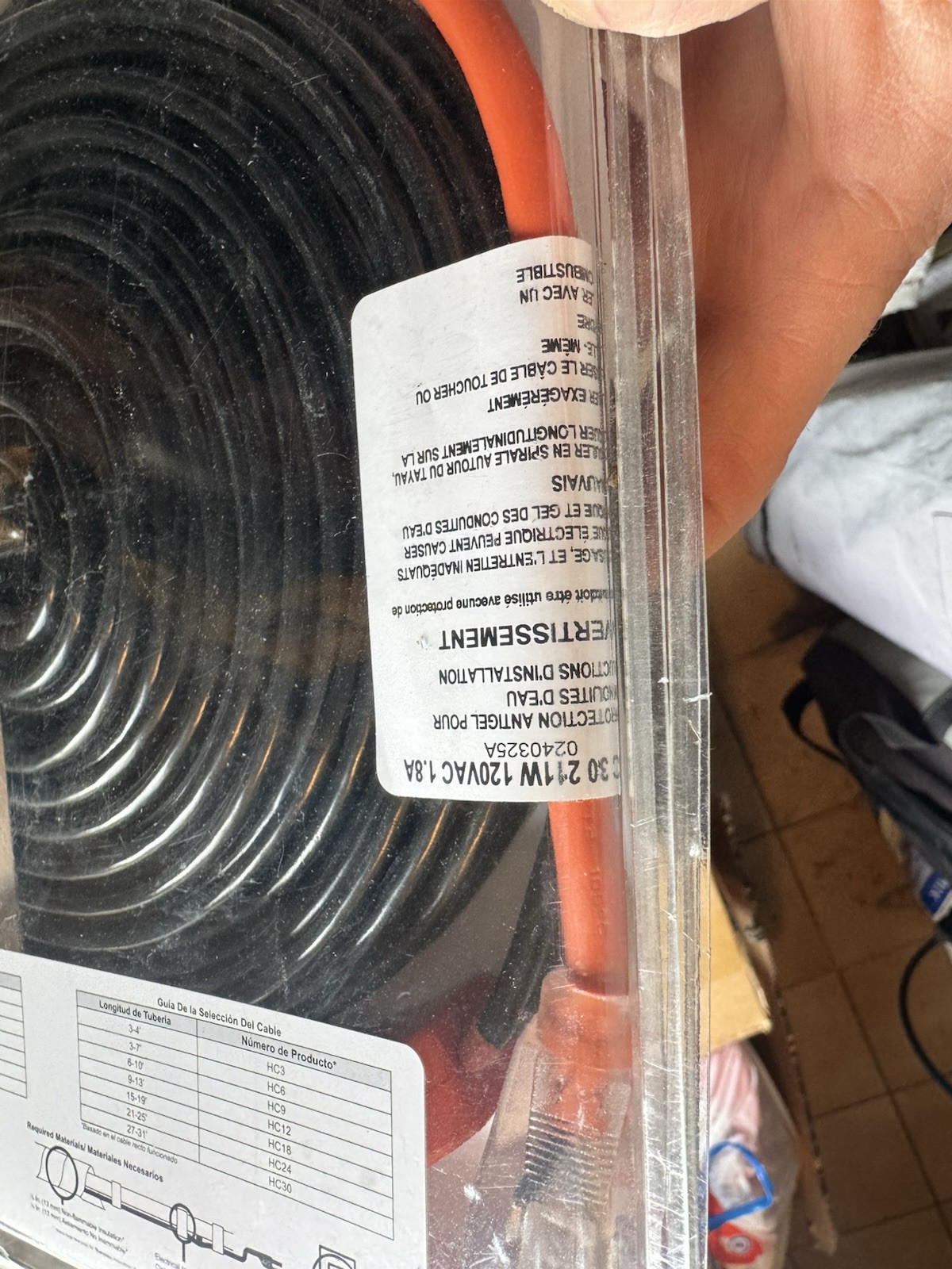 NEW Frost King electric water pipe heat cable 27-31 FT HC 30 120 VAC