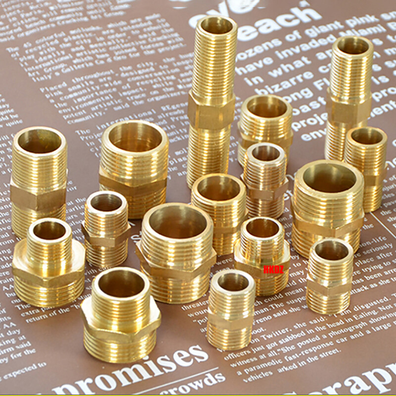 1/2″ 3/4″ 1″ BSP Brass Male Thread Nipple Hex Bushing Pipe Hose Fitting Adaptor