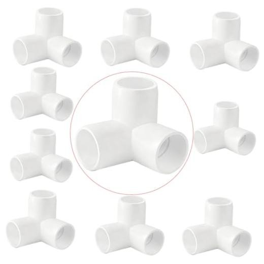 1 Inch 3 Way PVC Pipe Fitting,PVC Elbow Corner Side Outlet 1Inch 10 3-Way Elbow