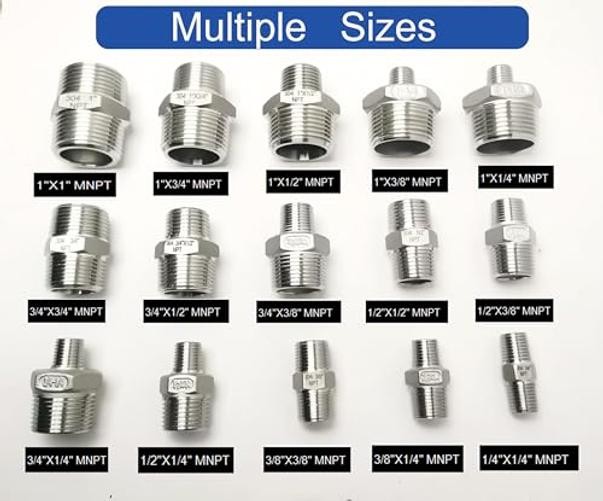 1″ x 1″ Male NPT Threaded Hex Nipple Pipe Fittings | 304 1″ x1″MNPT pack of 2