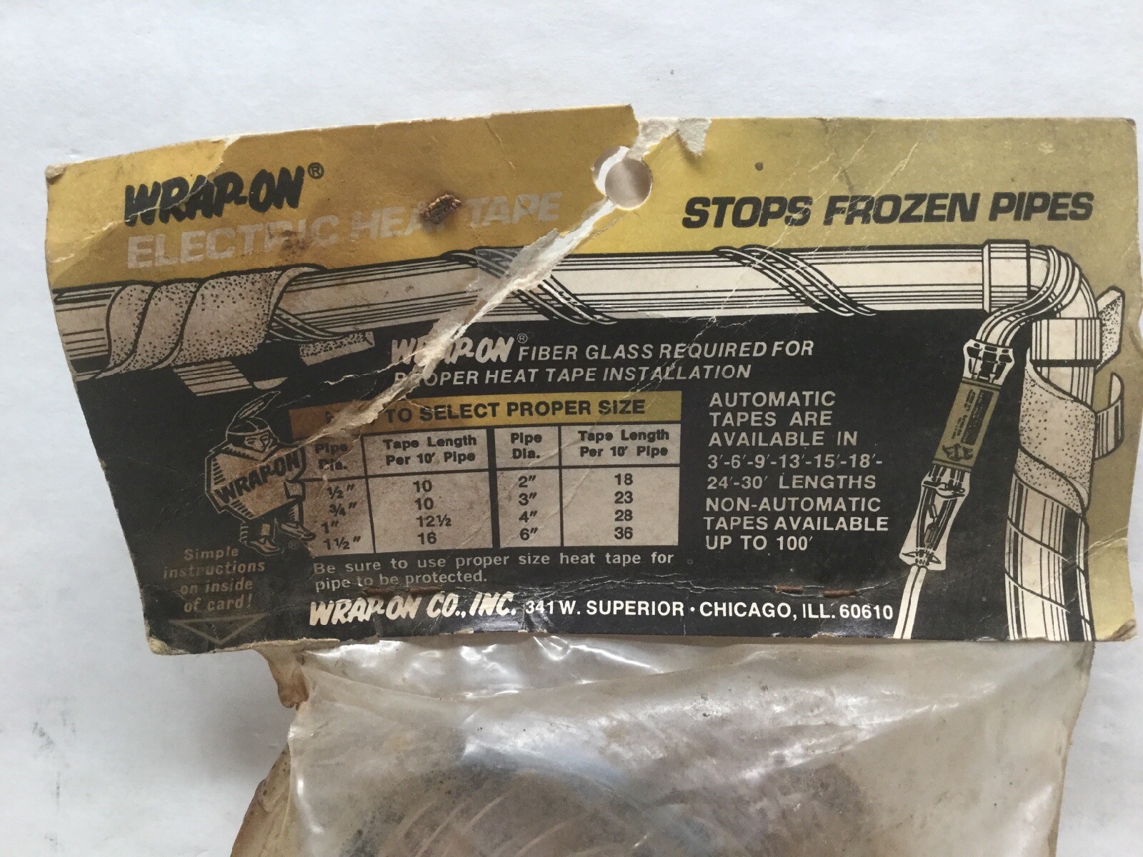 WRAP-ON 11015 – T15TP Solid Circuit Heat Tape Length 15’ 120V 75W, W/ Thermostat