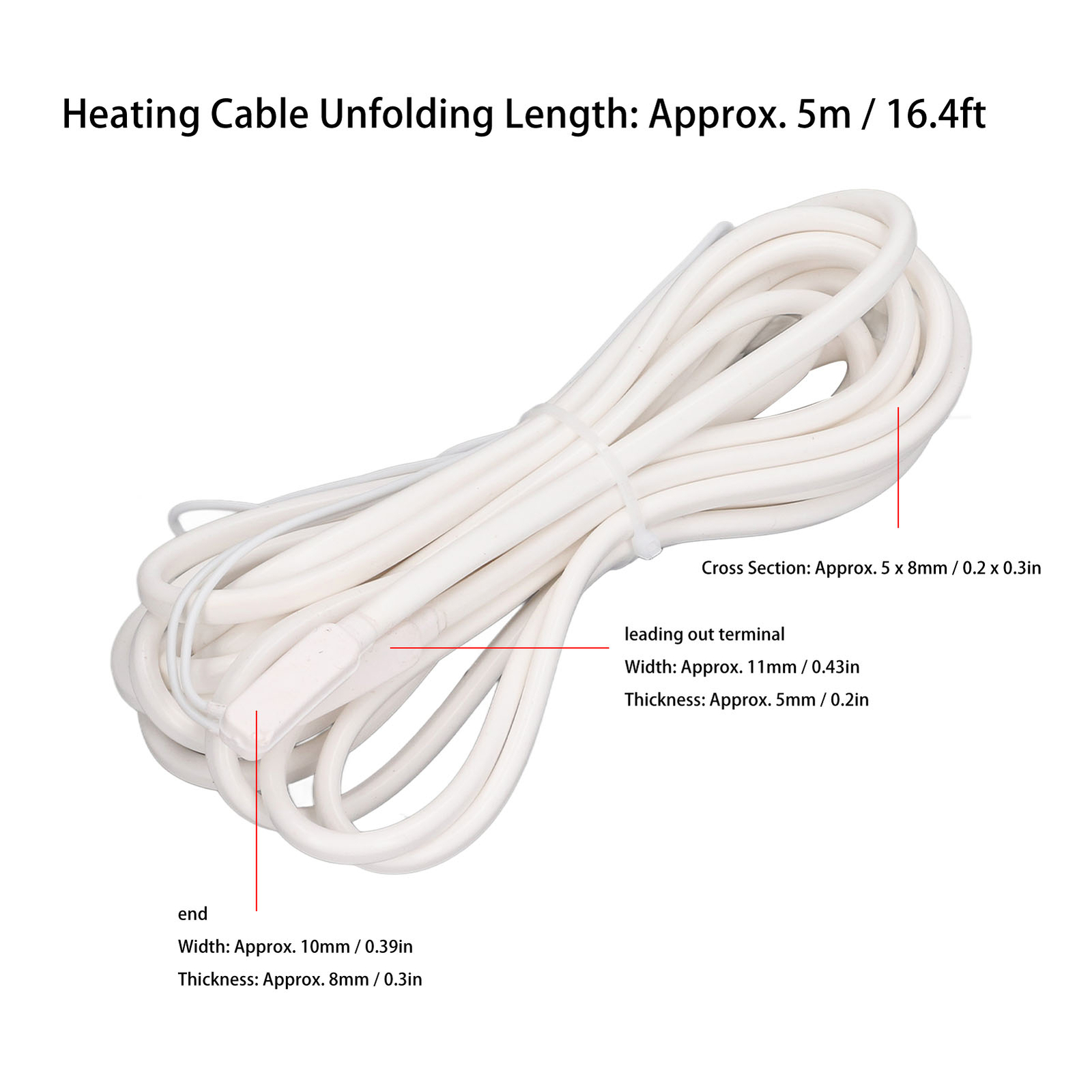 Pipe Heat Cable 5m 200W 70℃ Integrated Compression Mold Frosting Heating Cable