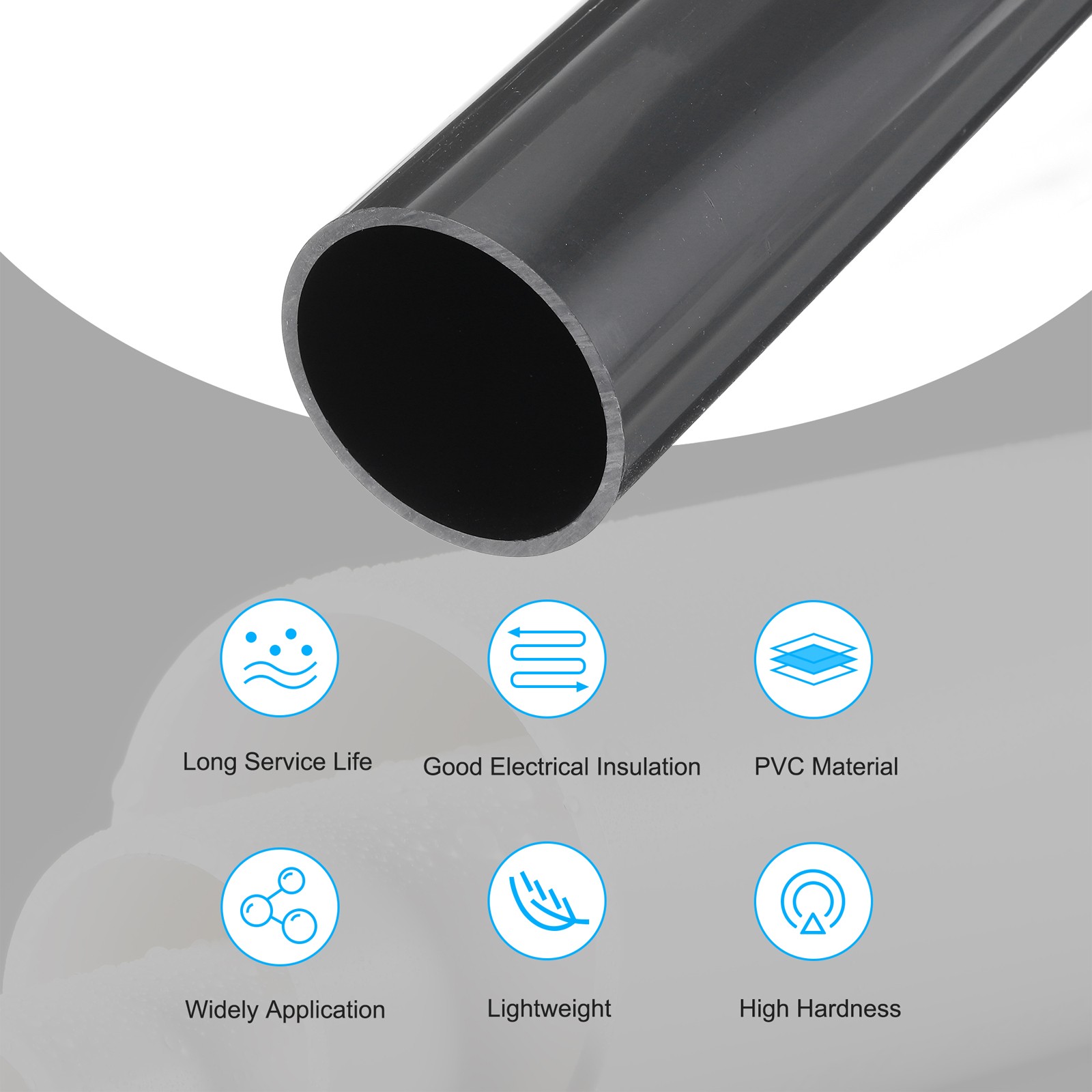 Rigid Round Pipe 57mm ID 63mm OD 500mm Dark Grey High Impact