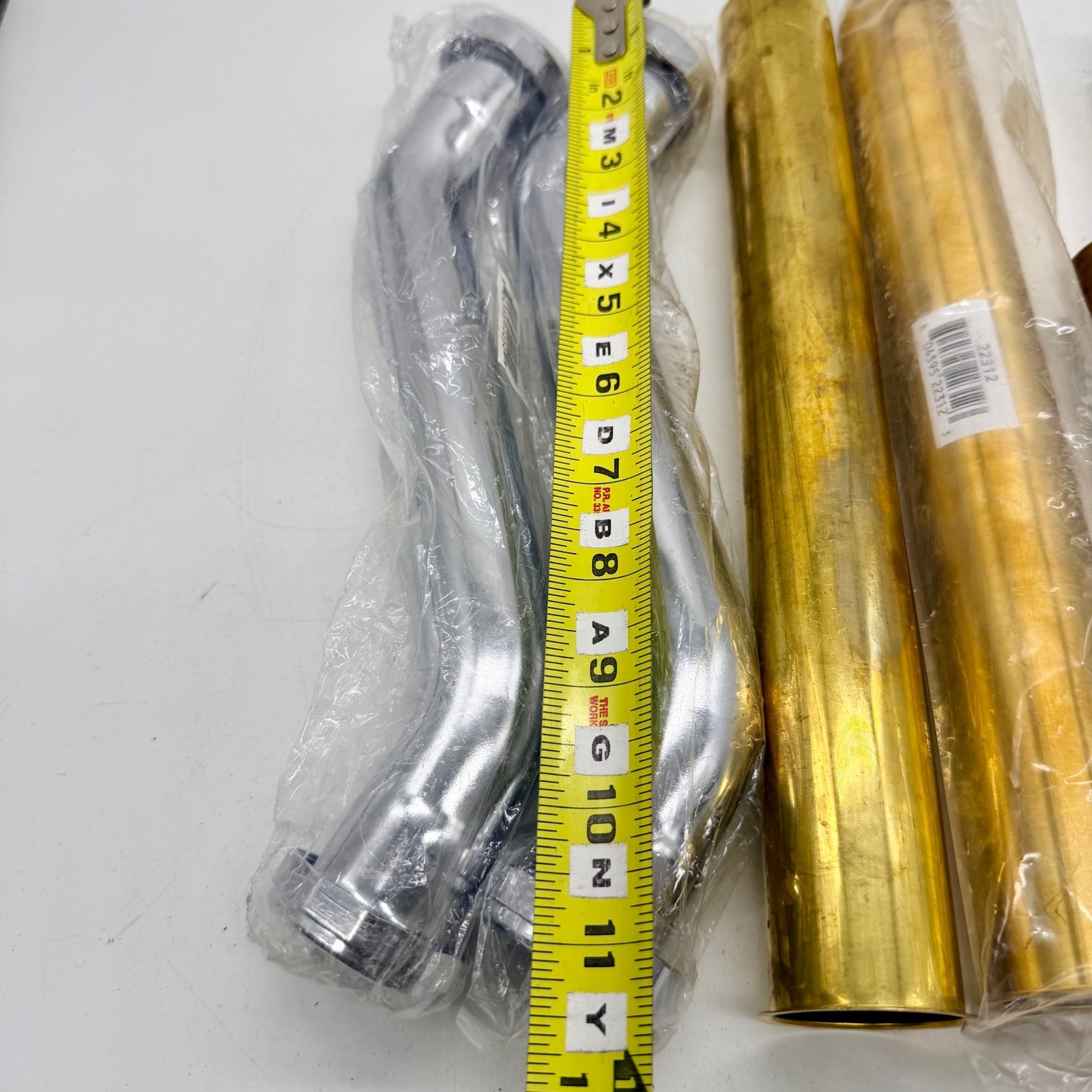 Commercial Brass Plumbing Tube and Chrome Drain Elbow Lot 6 PC Heavy Gauge New
