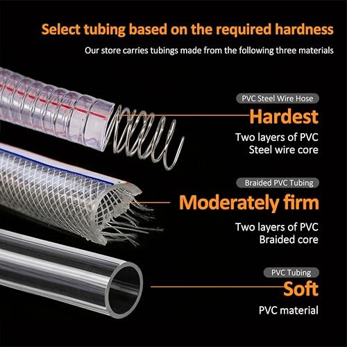 x 5/6″ OD, 10FT Length Steel Wire Hose PVC Vacuum Tubing with 2 5/8″ ID 10Ft
