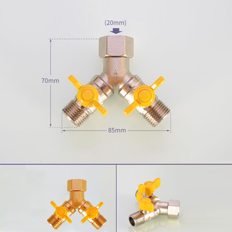 2-Way Faucet Water Distributor Y / T-Shape 1 In 2 Out Faucets Valve 1/2″ 3/4″BSP