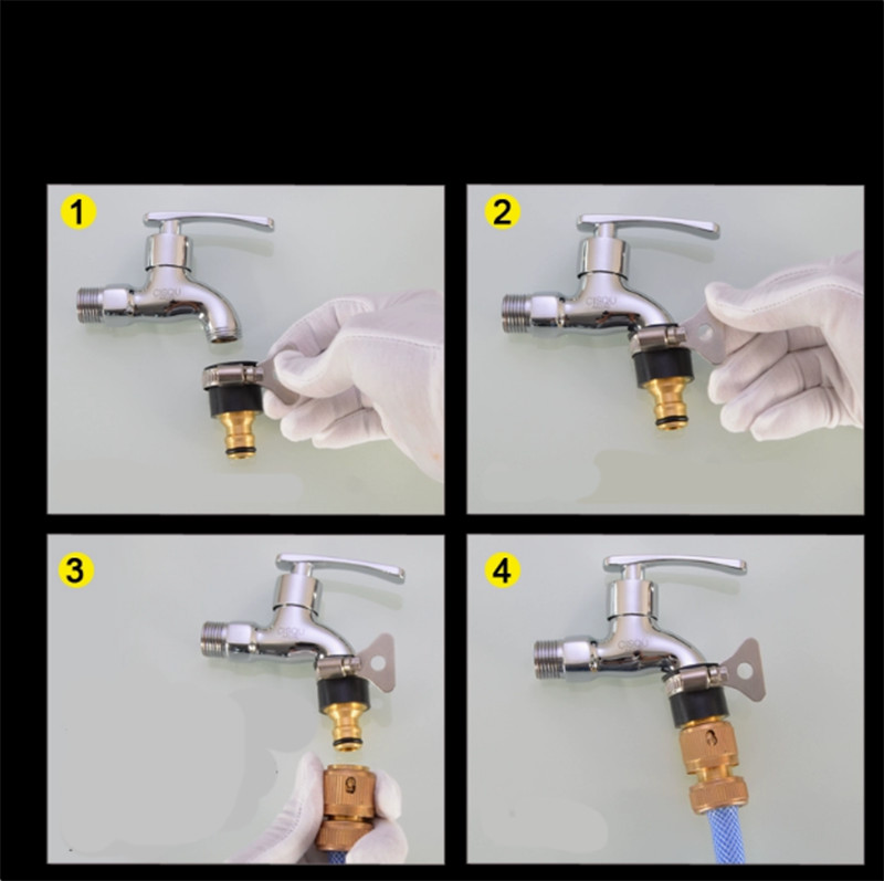 Quick Connect Easy Brass Fittings Spray Nozzle Tap Connector Garden Water Hose