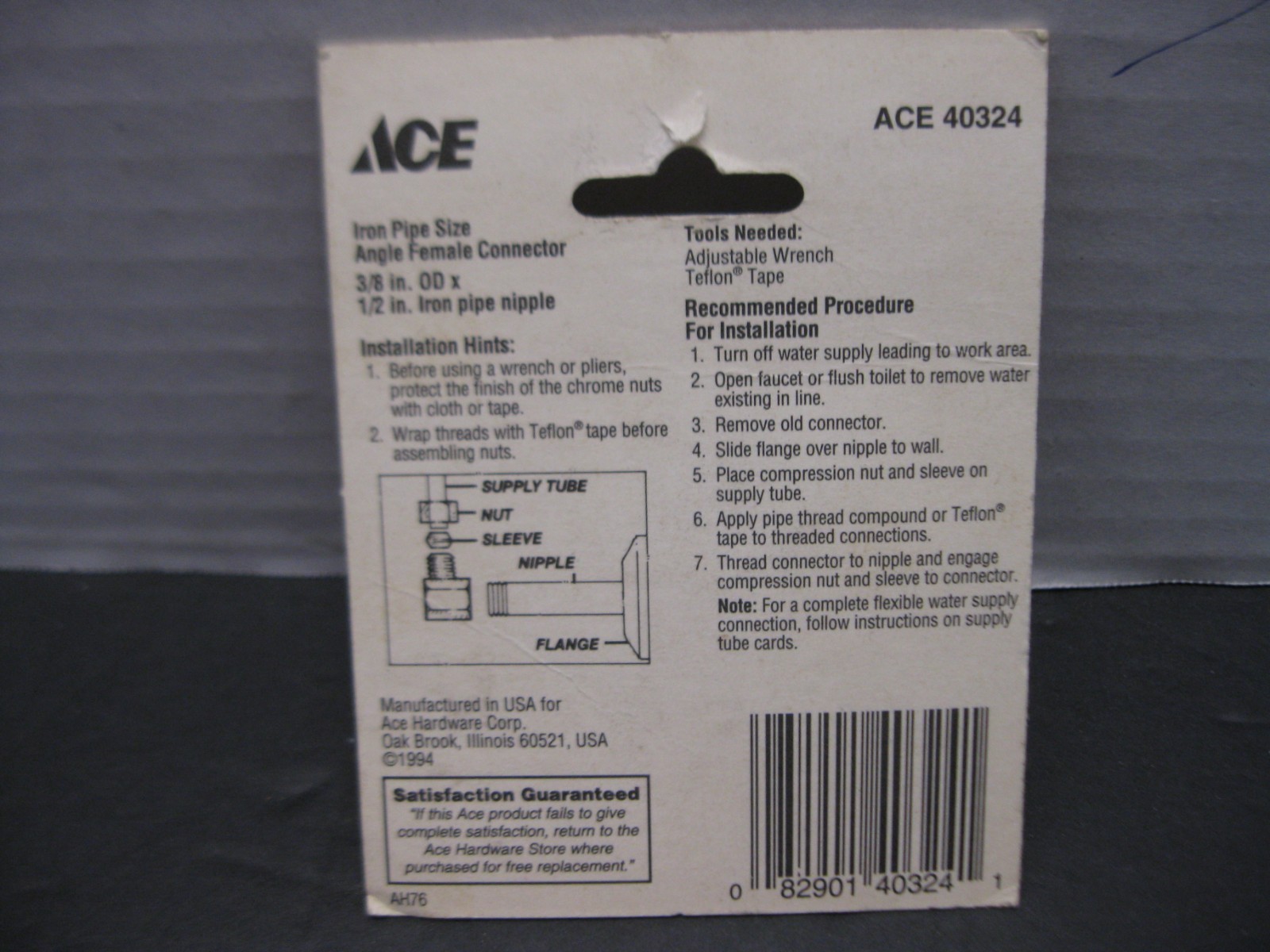 Lot of 4 Ace 40324 Iron Pipe Size Angle Female Connector 1/2in FIP 3/8 in OD NOS