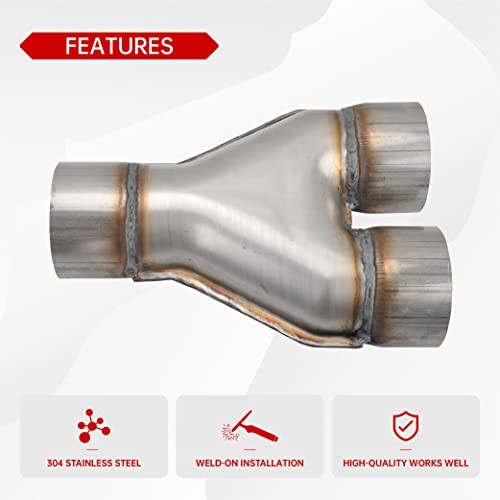 T409 Stainless Steel Y Pipe 3” Inch ID Single to 3” Inch 3″ Single to 3″ Dual