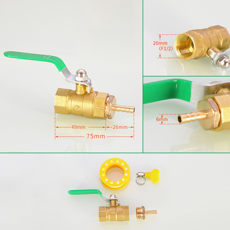 Brass Ball Valve Male Female Thread Hose Barb Water/Air Gas Fuel Line Shut-off