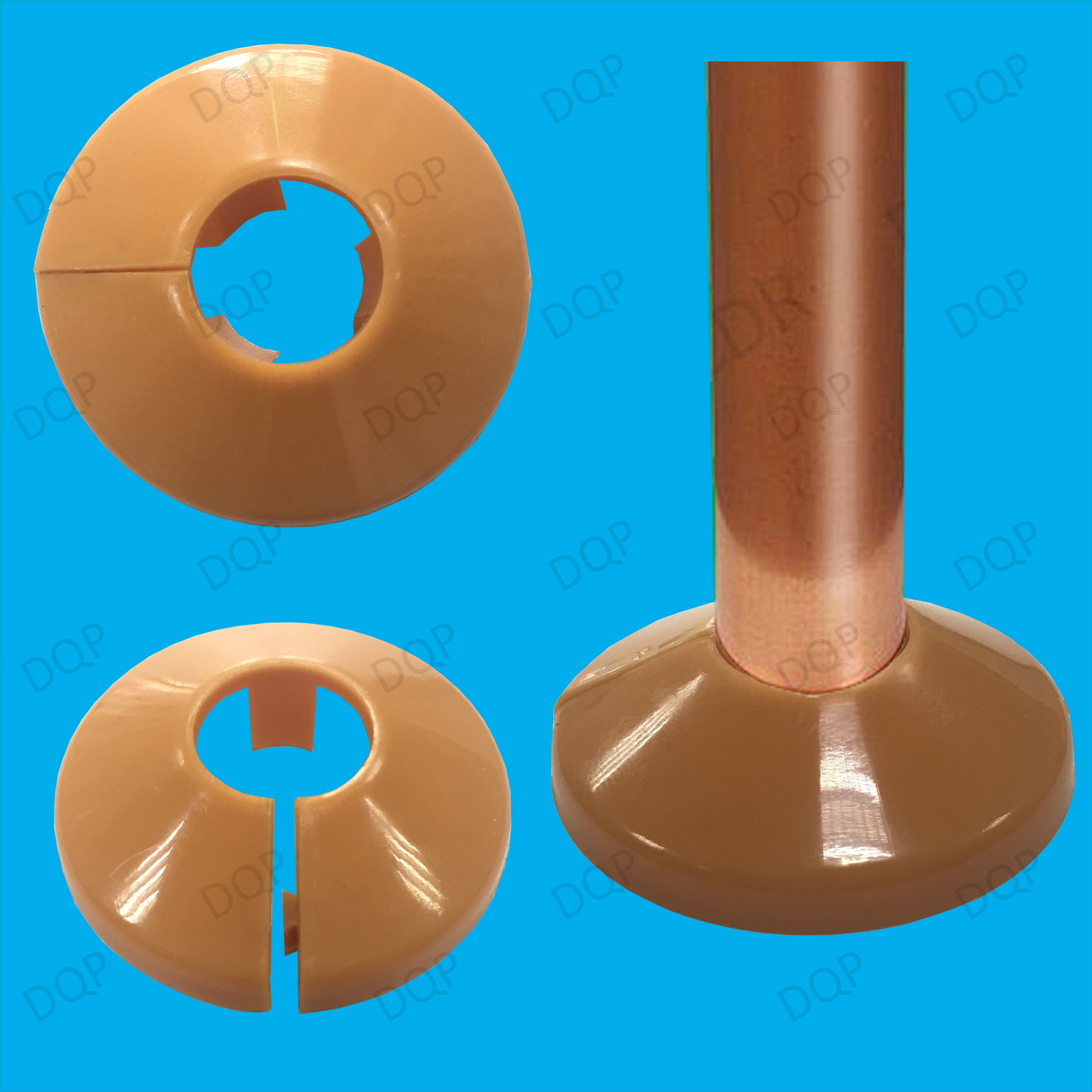 10x Brown Plastic Radiator Pipe Collars, For 15mm Pipes Easy Fit Flooring Covers
