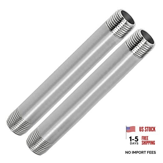 304 Stainless Steel Nipple Pipe 1/2″ NPT(Male x Male) 12″ (300mm) Length
