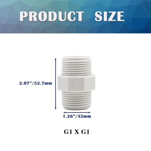 4PCS 1″ PVC Pipe Fitting Hex Nipple G1 Male X G1 Male Coupling G1 x G1 4pcs