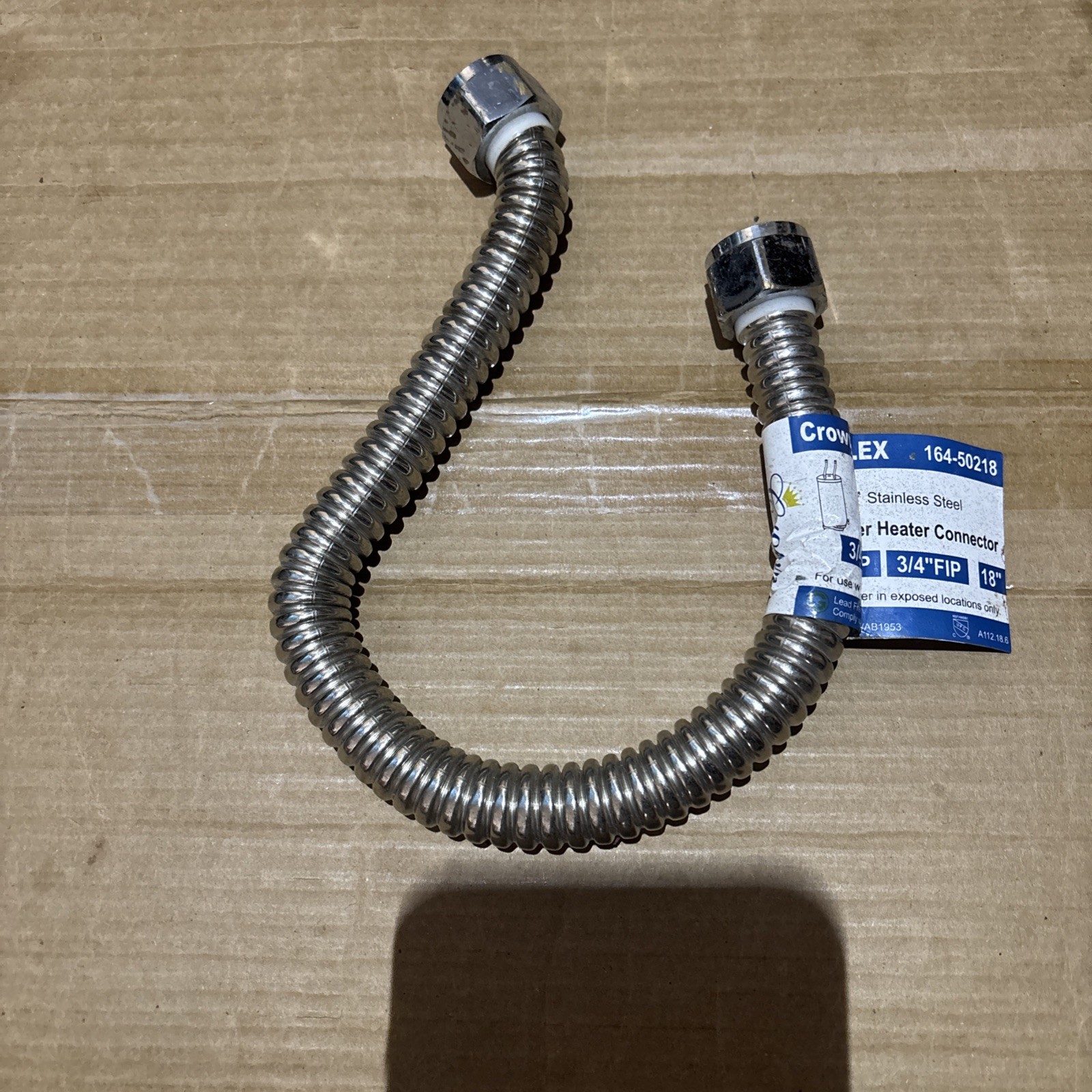 CrownFlex Stainless Corrugated Water Connector 18″ 3/4″fip X 3/4″fip