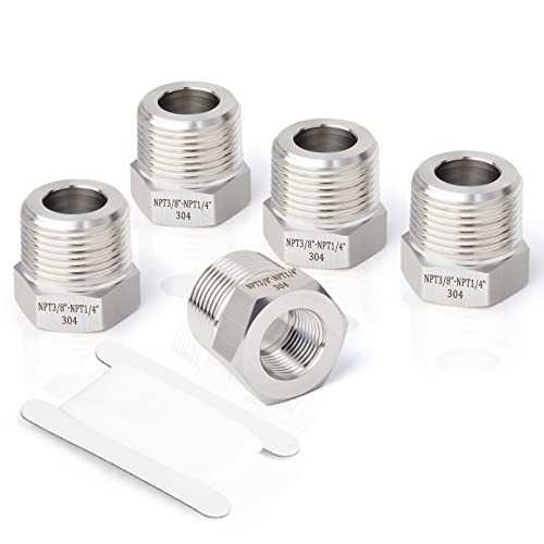 PCS Forging of 304 Stainless Steel Reducer Hex Bushing, 3/8″ MNPT x 1/4″ FNPT 5