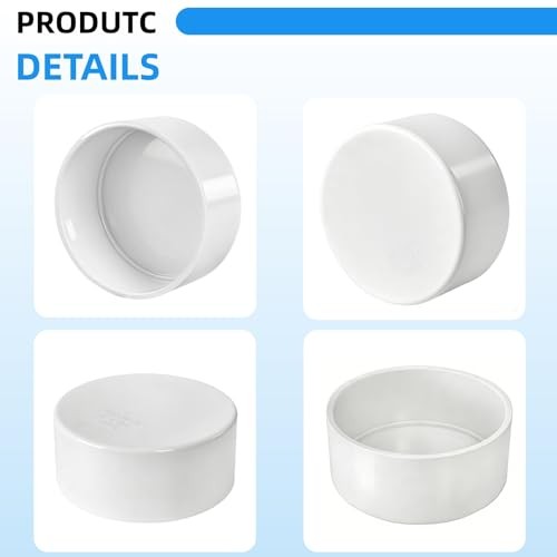 4 Pack 4″ PVC Pipe End Cap Fitting, Compatible with 4.5″ OD, SCH 40 Furniture