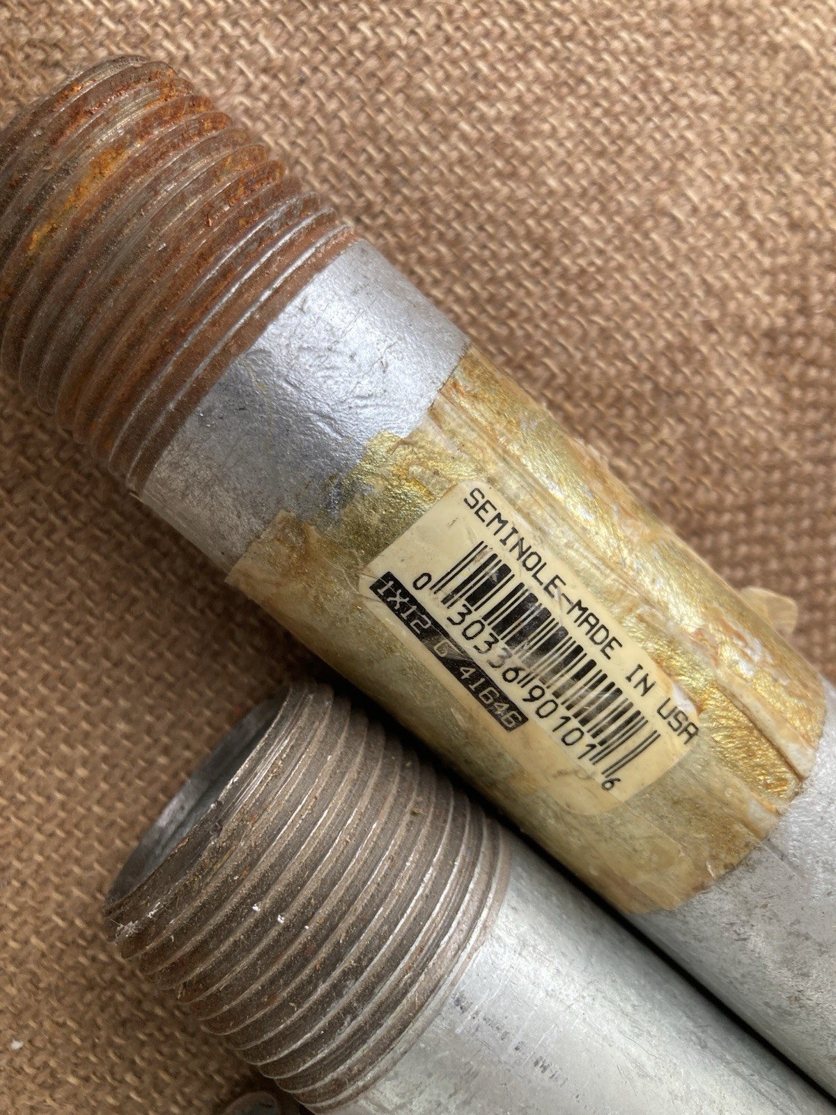12pc Lot 1” Galvanized Pipe Nipples 12” 10” 6” 4” 2” All USA Except 2” Is China