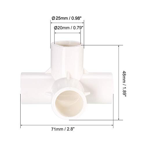 4 Way Elbow PVC Pipe Fitting Furniture Grade 20mm Size Tee Corner Fittings