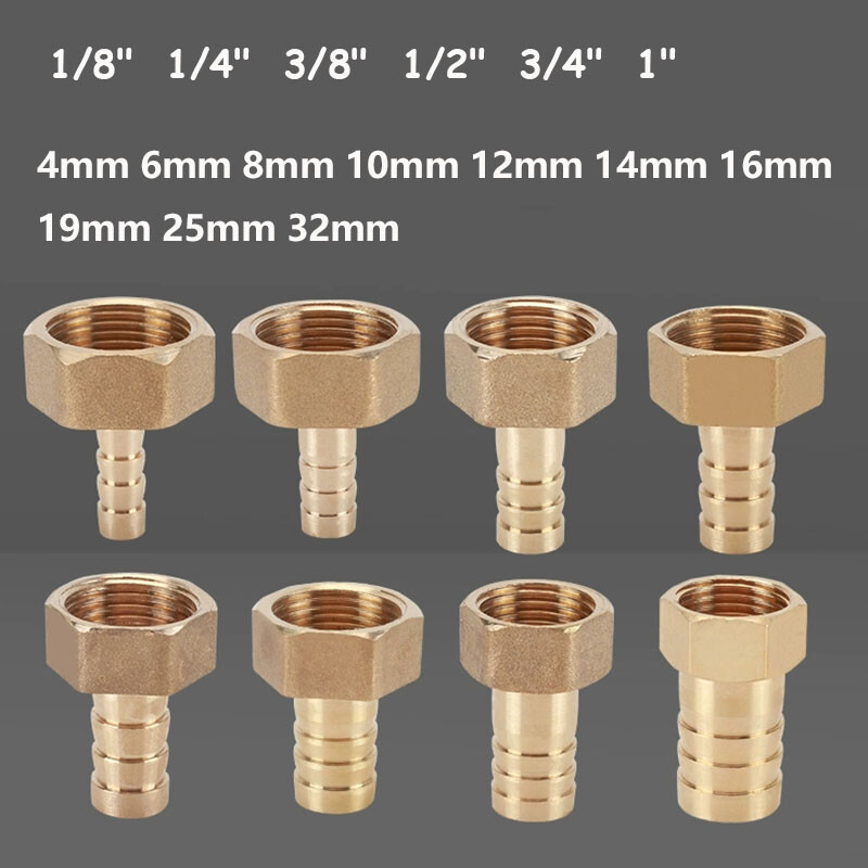 1/8″ 1/4″ 3/8″ – 1″ Brass Hose Barb Fitting Connector Female Thread Pipe Adapter