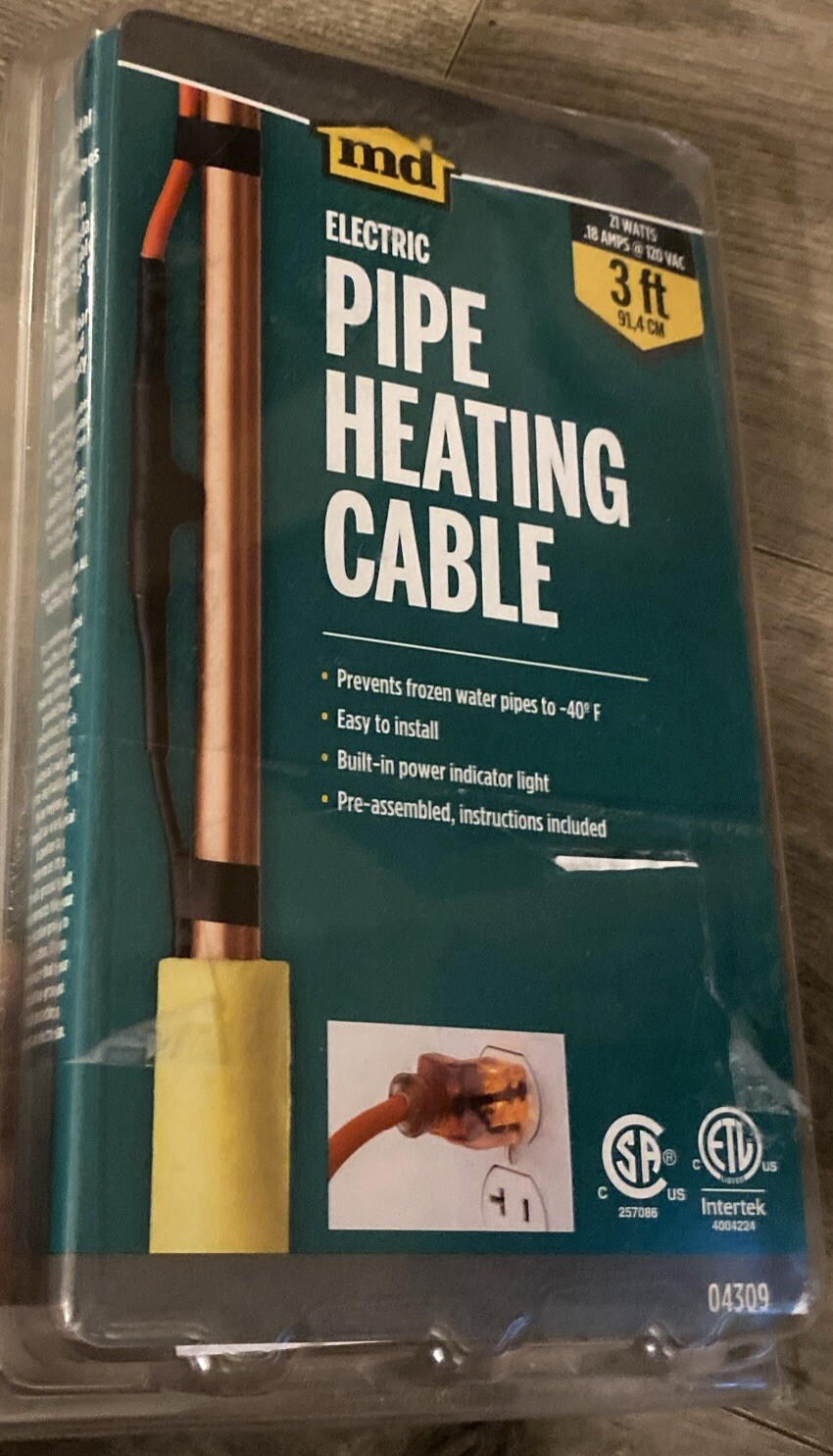 Pipe heating md 04309 Electric Pipe Heating Cable 3 ft Built In Light Indicator