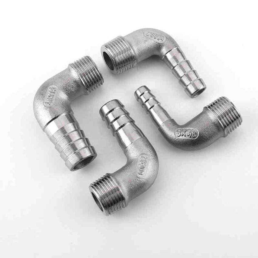 1/4″-1.2″ Stainless Steel Male Thread Fitting Hose Tail Elbow 90° Barb Connector