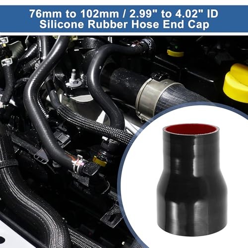 ID 3 to 4 Inch Silicone Reducer Straight 3 to 4″(76mm to 102mm)ID Black,Red