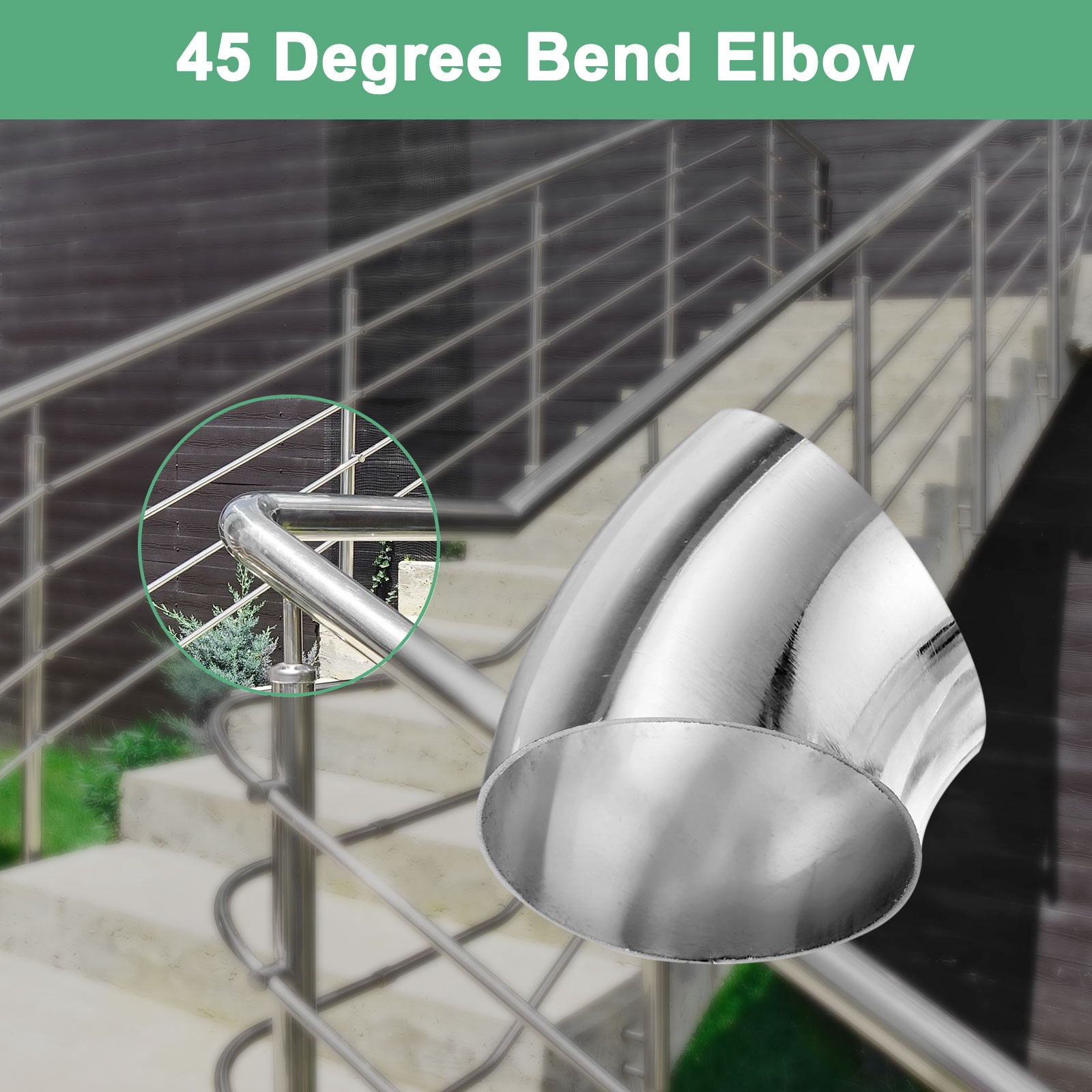 OD 2.8 Inch 45 Degree Mandrel Bend Elbow, Thicken 1.5 mm Height 72 mm