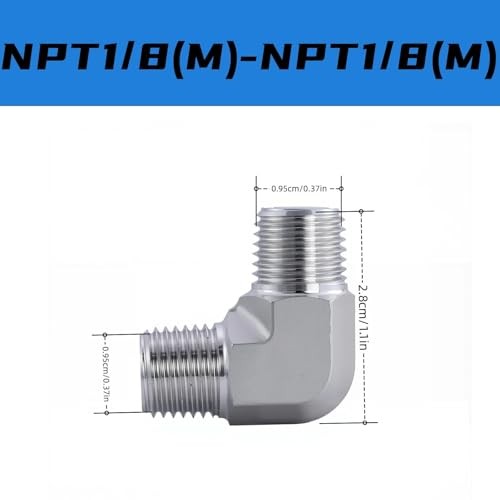 2 Pack NPT1/8 90 Degree Elbow, NPT1/8 Male – NPT1/8 Male, For NPT1/8(M)