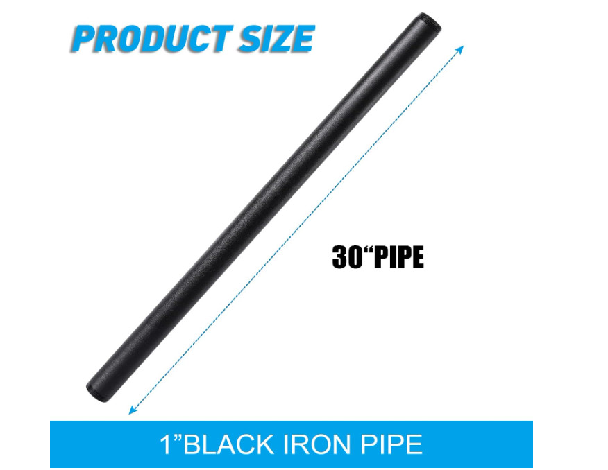 Tuberías de hierro negro 1″x30″, pack 4, ideales para muebles y proyectos DIY