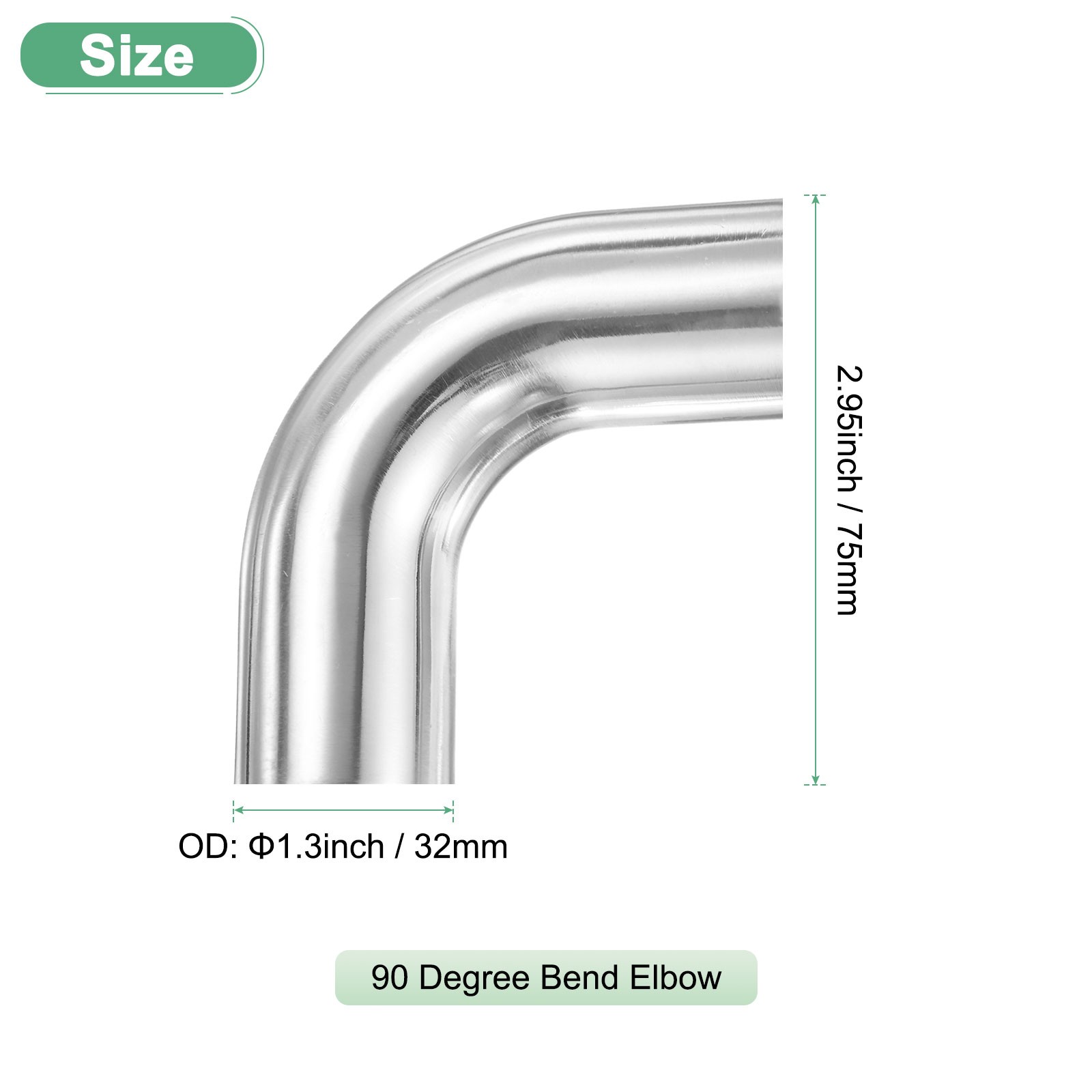 OD 1.3 Inch 90 Degree Mandrel Bend Elbow, Thicken 1.5 mm Height 75 mm