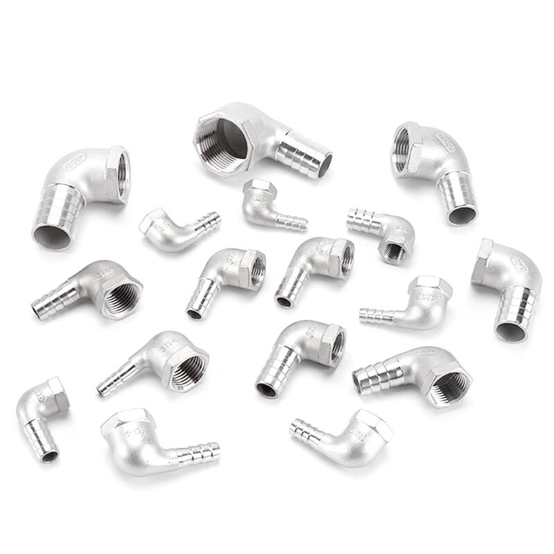 Stainless Steel Female Fitting x Barb Hose Tail End Elbow Connector 1/4″ – 11/2″