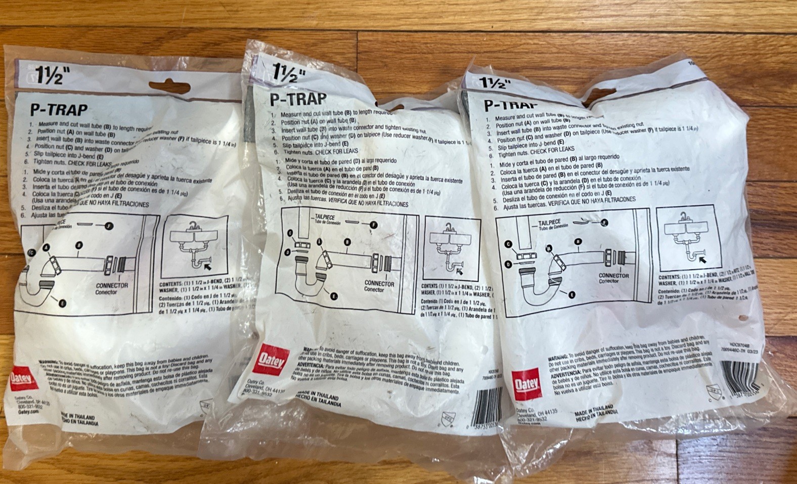 Lot of 3 1-1/2 in. White Plastic Sink Drain P- Trap
