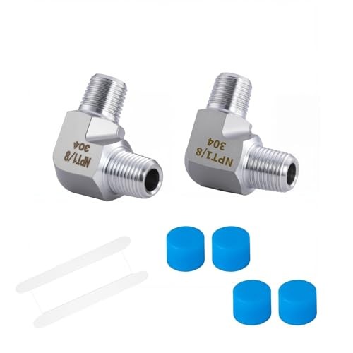 2 Pack NPT1/8 90 Degree Elbow, NPT1/8 Male – NPT1/8 Male, For NPT1/8(M)