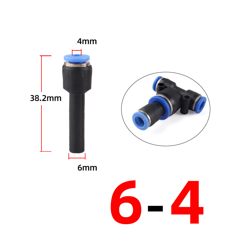 6mm/8mm/10mm/12mm Push Fit Stem Reducer Pneumatic Hose Tube Fitting Connectors