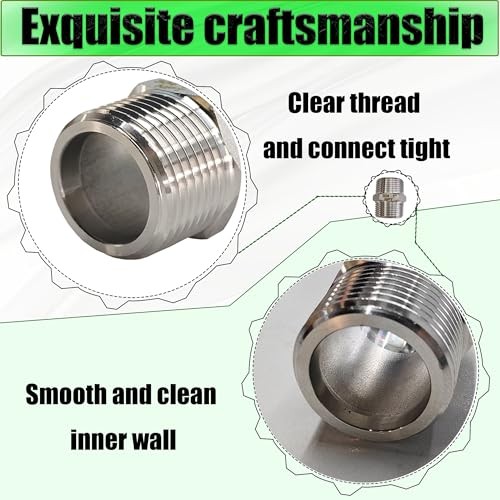 3/8″ Male to Male NPT Hex Nipple Pipe Fittings, 304 Stainless Steel 3/8″,2pcs