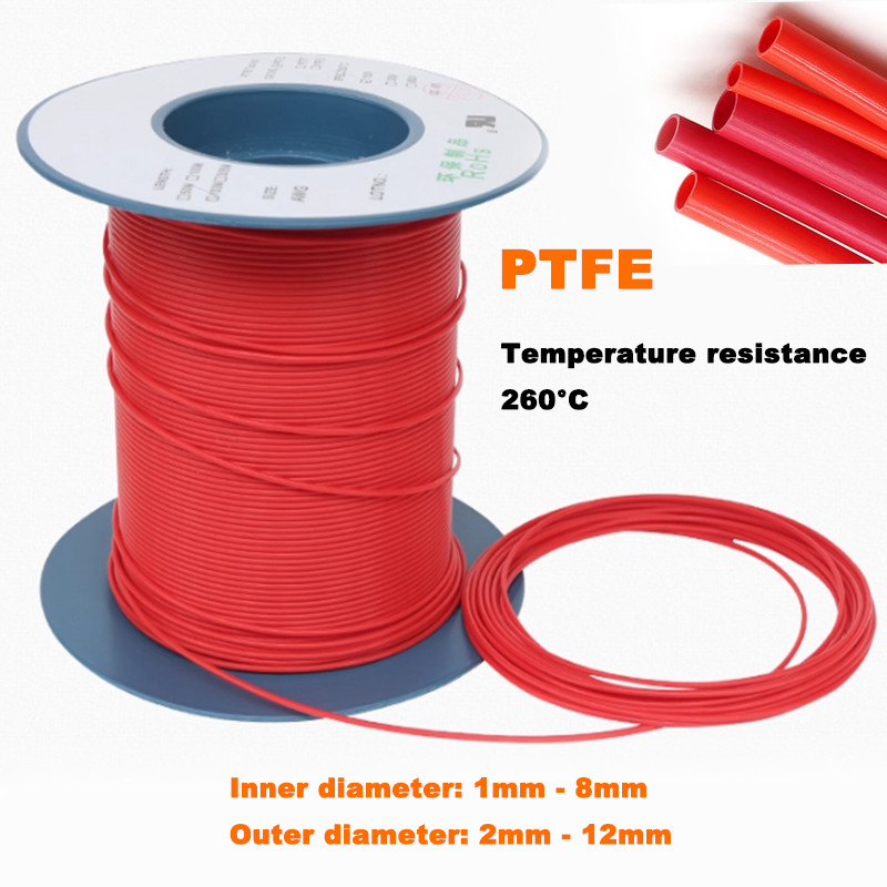 PTFE Hose Tube Heat Resistant Tube Red ID 1mm-8mm Air Tube Hose Pipe OD 2mm-12mm