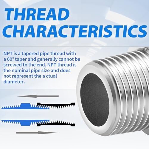 304 Stainless Steel Pipe Fitting, Reducer Hex Nipple 1/2″ NPT x 3/8″ NPT 6