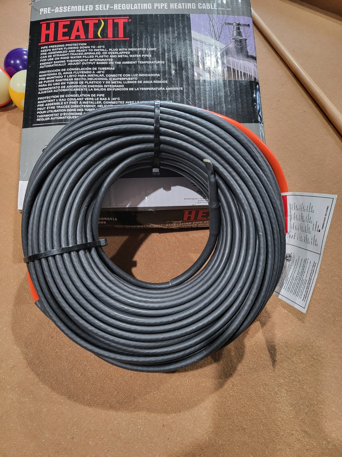 120′ FEET WATER PIPE CABLE HEATER HEATING AUTO ON THERMOSTAT FITS JHFS-120 READ