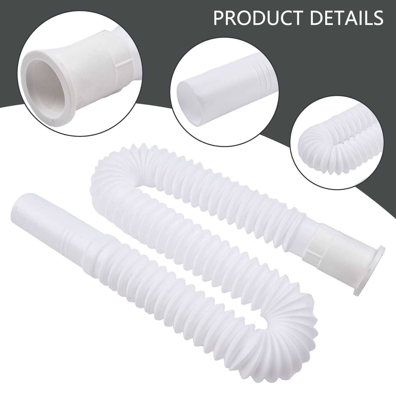 New Flexible Waste Pipe Plastic Drain Pipe 70cm Long Adjustable Rustproof