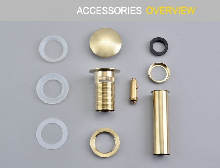 Brushed Gold Color Basin Pop up Drain-pipe Basin Sink Drain Pipe with/Overflow
