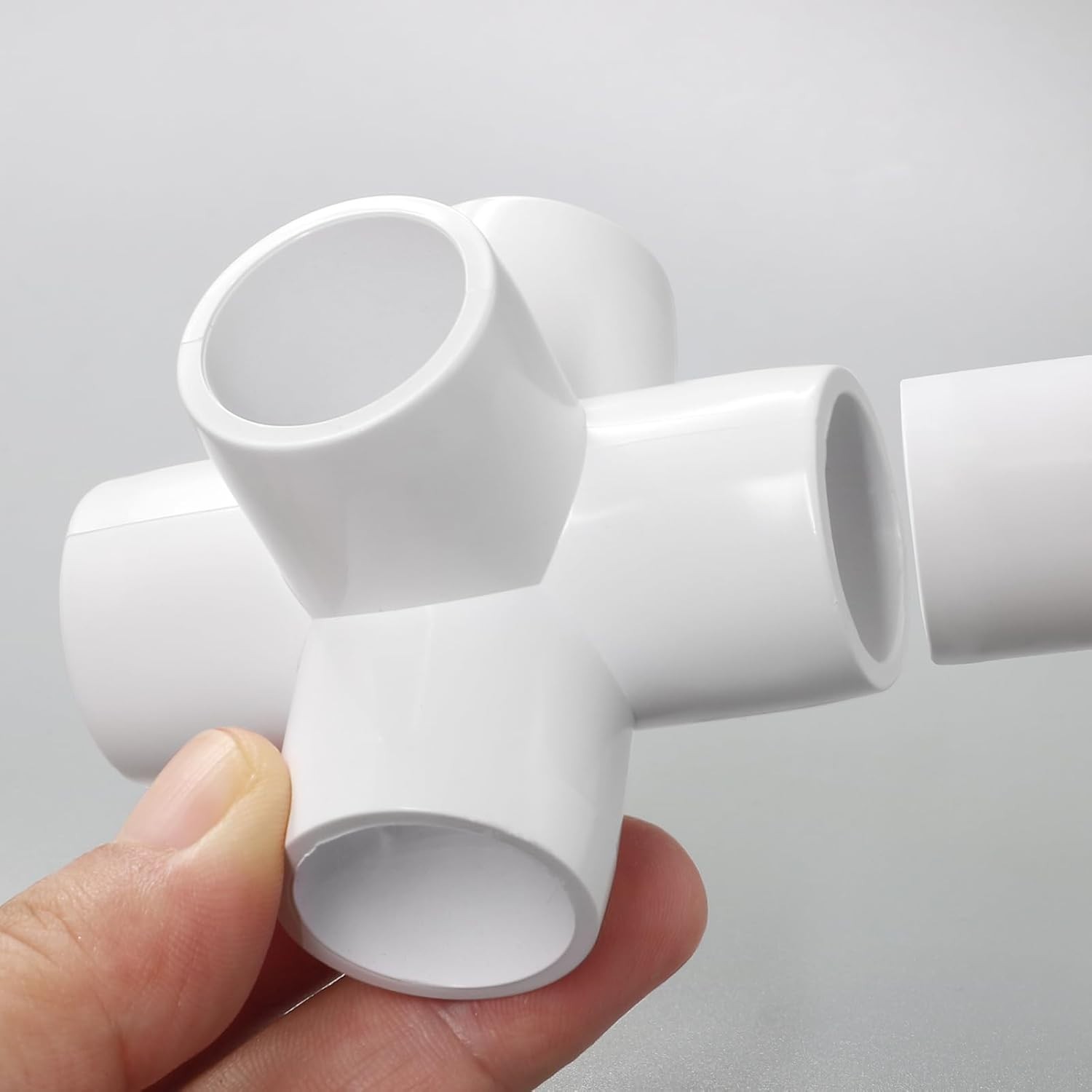 5 Way PVC Pipe Fittings PVC Elbow Corner Side Outlet Tee 1/2 Inch 4 White
