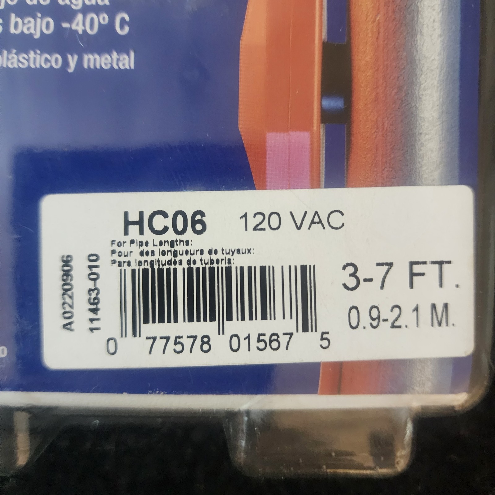 Frost King HC06 Electric Water Pipe Heat Cable 3–7 Ft Open Box 120V