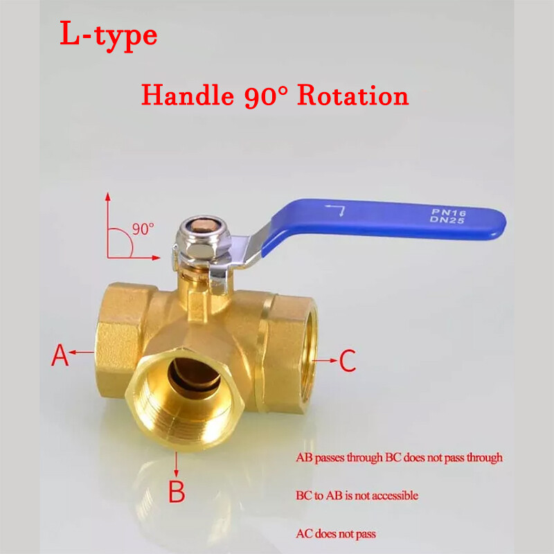 Brass 3 Way Ball Valve Full L/T-Type Port 1/4” to 1”BSP Female Connector Valve