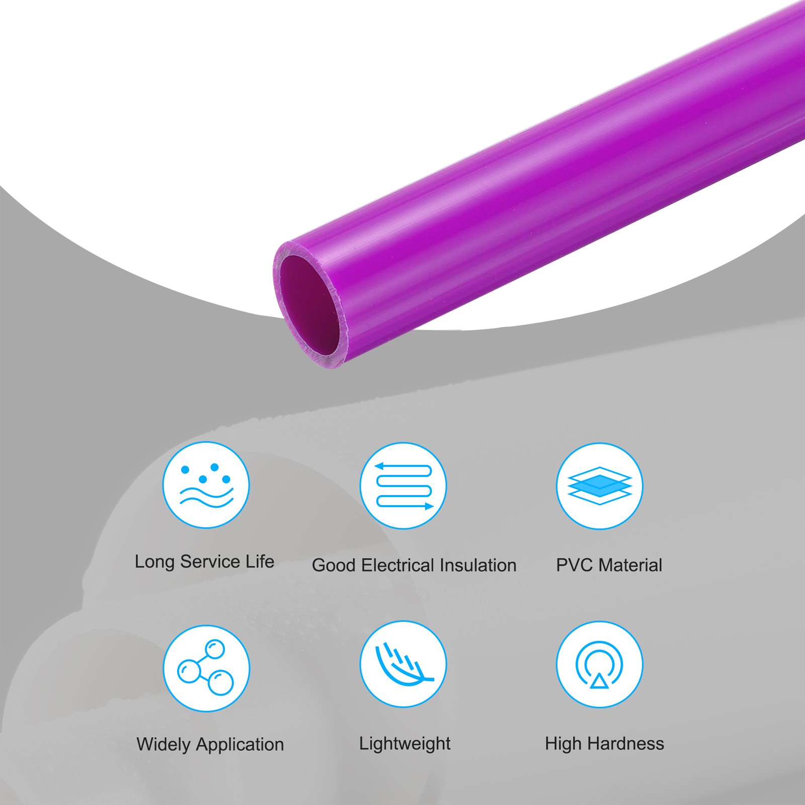 PVC Rigid Round Pipe 16mm ID 20mm OD 500mm Purple High Impact