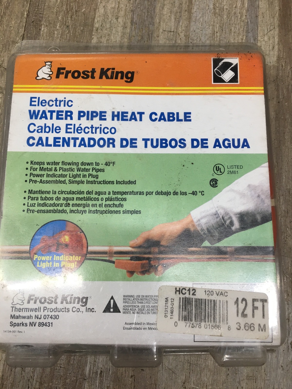 BRAND NEW Thermwell Frost King Electric Water Pipe Heat Cable HC12 120VAC 12 FT